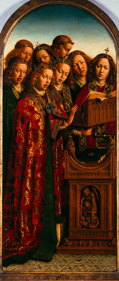 The Ghent Altarpiece. Adoration of the Mystic Lamb: Singing Angels by Jan van Eyck