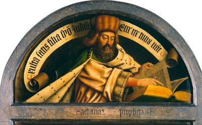 The Ghent Altarpiece. Adoration of the Mystic Lamb: The prophet Zechariah, 1432 by Jan van Eyck