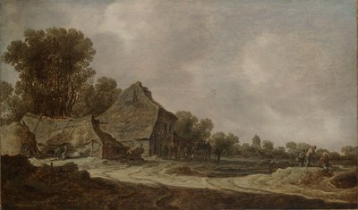 A Sandy Road with Thatched Cottages by Jan van Goyen