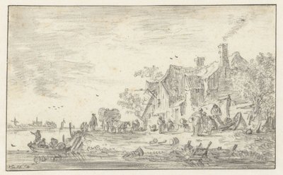 Farmhouse on the Bank of a River by Jan van Goyen