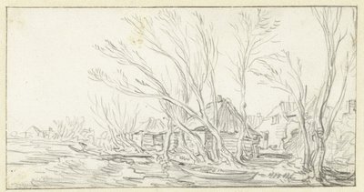 Landscape with Crooked Bare Trees in Front of Farms by Jan van Goyen