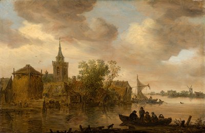 River View with Church and Farmhouse by Jan van Goyen