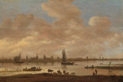 View of an Imaginary Town across a River, with the Tower of Saint Pol in Vianen by Jan van Goyen