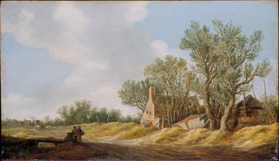 Village Street with People Resting at a Bridge by Jan van Goyen
