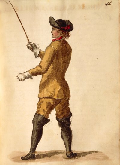 Gentleman in riding costume, from illustrated book of costumes by Jan van Grevenbroeck