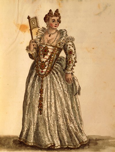 Gentlewoman in evening dress, from illustrated book of costumes by Jan van Grevenbroeck
