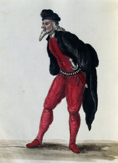 Pantaloon, Merchant of Venice, illustration from Costumes of Venetians by Jan van Grevenbroeck