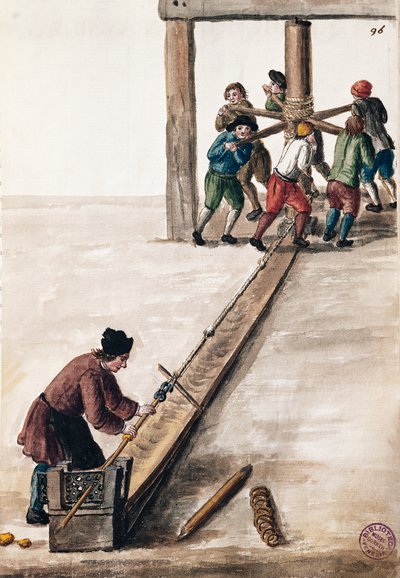 Processing rods for mint illustration from Illustrated book of Venetian costumes, by Jan Grevenbroeck, watercolour, Italy by Jan van Grevenbroeck