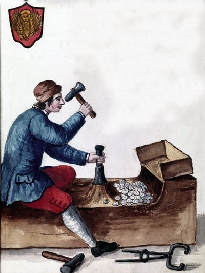 The Manufacture of Coins of the Republic of Venice: Stage of Minting. From the Manuscript "Customs of the Venetians" by Jan van Grevenbroeck by Jan van Grevenbroeck