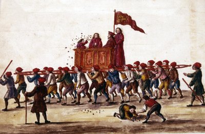 Venetian Parties. The Prince Who Has Just Been Elected is Carried in Triumph by the Arsenal Workers to St. Mark