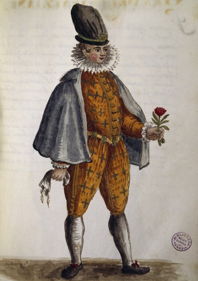 Young Venetian, Watercolour from The Venetian Clothes, of Almost Every Age Diligently Collected and Painted in the 18th Century, by Jan van Grevenbroeck or Giovanni Grevembroch (1731-1807), Italy by Jan van Grevenbroeck