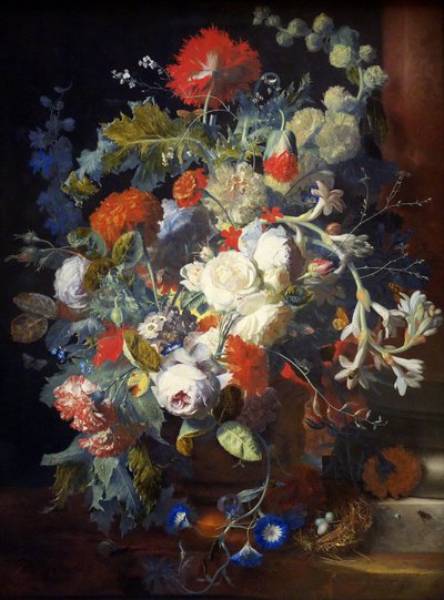 Bouquet of Flowers at a Column by Jan van Huysum