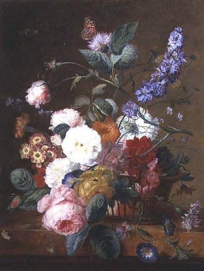 Still Life with Flowers in a Basket by Jan van Huysum