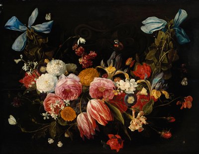 A Swag of Roses, Tulips, Dahlias and Other Flowers by Jan van Kessel