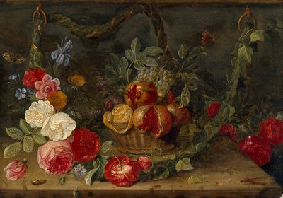 Decorative Still-Life Composition with a Basket of Fruit by Jan van Kessel