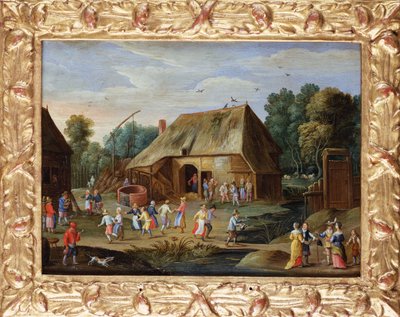 Gentry at a Peasant Dance in a Farmyard by Jan van Kessel
