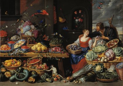 Fruit and Vegetable Market with a Young Fruit Seller by Jan van Kessel d.Æ.