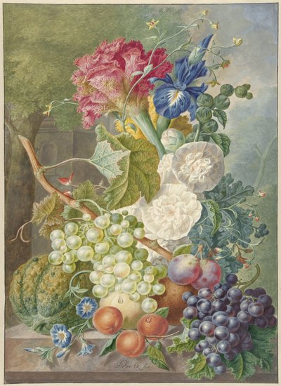 Still Life with Flowers and Fruit by Jan van Os