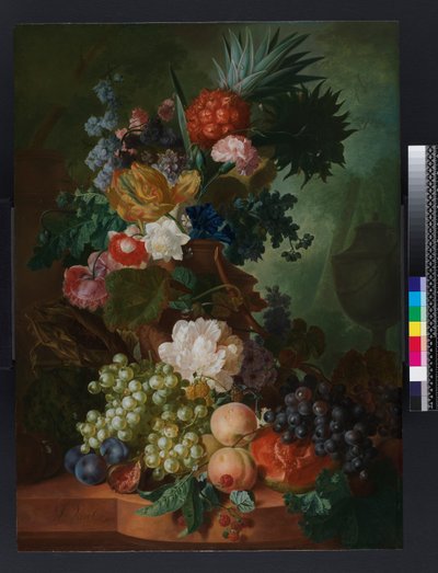 Vase of Flowers and Fruit by Jan van Os