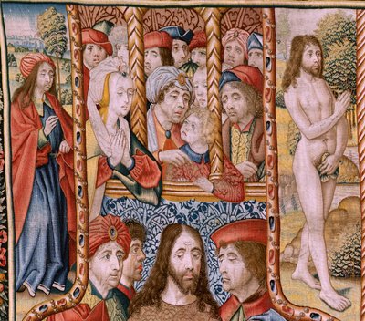 Flemish tapestry. Series Episodes from the Life of the Virgin. The prophecies are fulfilled at the birth of Christ by Jan van Roome