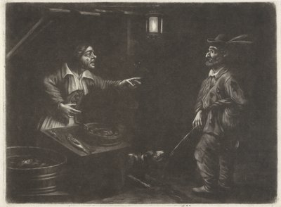 Night Scene with Fish Seller and a Urinating Man by Jan van Somer