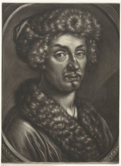 Portrait of a Man with a Fur Hat by Jan van Somer