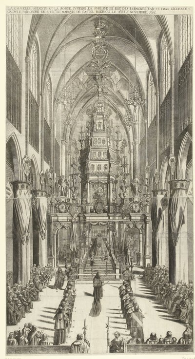 Funeral Service for Philip IV in Brussels, 1665 (The Chapel Ardente and the Funeral Procession of Philip III, King of Spain, Held in the Church of St. Gudula by Order of His Excellency the Marquis of Castel Rodrigo on November 4 and 5, 1665) by Jan van Troyen