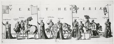 Arms of Castile and Leon at the Funeral Procession of Emperor Charles V, 1559 by Jan van and Doetechum Doetechum the elder