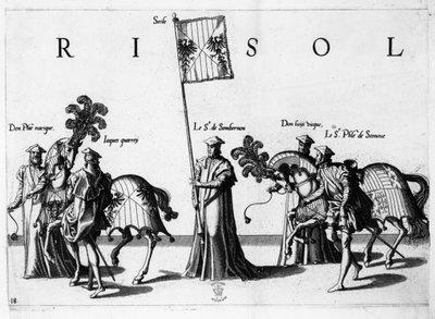 Arms of Sicily at the Funeral Procession of Emperor Charles V, 1559 by Jan van and Doetechum Doetechum the elder