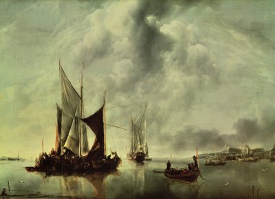 Calm or, Boats near the Coast (after 1651) by Jan van de Capelle or Cappelle