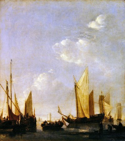 Shipping anchored in a calm sea, c.1650 by Jan van de Capelle or Cappelle
