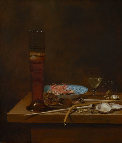 Still Life with Smoking Utensils and Crabs by Jan van de III Velde