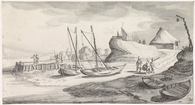 Boats on a Riverbank (Pleasant Landscapes and Delightful Views) by Jan van de Velde (II)