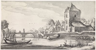 Village by a River (Playsante Lantschappen Ende Vermakelycke Gesichten) by Jan van de Velde (II)