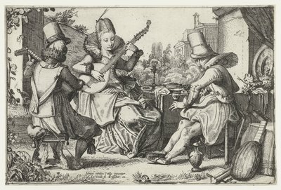Elegant Company Making Music in a Garden by Jan van de Velde (II)
