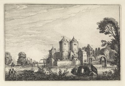 Figures in a Pleasure Boat by a Castle by Jan van de Velde (II)