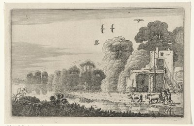 Figures with Cows by a Ruin by Jan van de Velde (II)