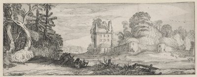 View of a Ruin of a House by a Wall (Landscapes and Ruins) by Jan van de Velde (II)