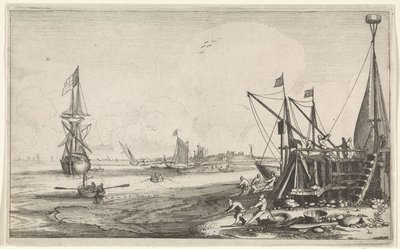 Harbor with Fishermen Hauling in Their Nets by Jan van de Velde (II)