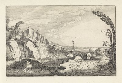 Covered Wagon on a Path in a Mountainous River Landscape by Jan van de Velde (II)