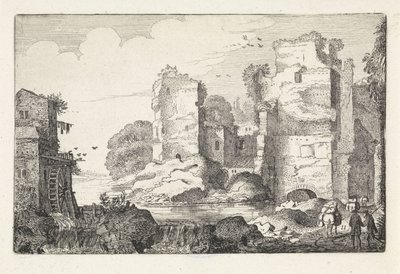Landscape with Ruins and a Watermill (Landscapes) (Amenissimae Aliquot Requculae) by Jan van de Velde (II)