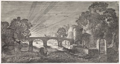 River View at Sunset (series title: Pleasant Landscapes and Delightful Sights) by Jan van de Velde (II)
