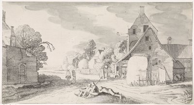 Resting Farmers Along a Road in a Village (Pleasant Landscapes and Delightful Views) by Jan van de Velde (II)