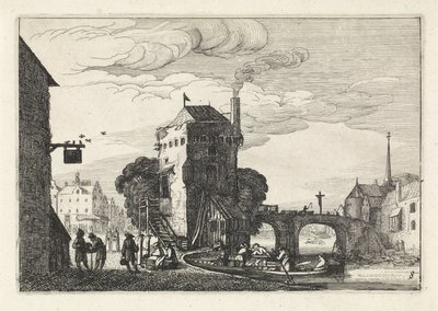 Cityscape with a Bridge Over a River (Landscapes, Amenissimae Aliquot Requculae) by Jan van de Velde (II)