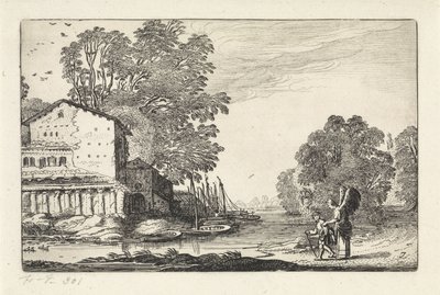 Tobias and the Angel in a Landscape with a Ruin by Jan van de Velde (II)