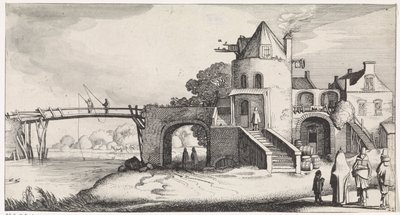 Tollhouse with Wooden Bridge over the River (Pleasant Landscapes and Delightful Views series) by Jan van de Velde (II)