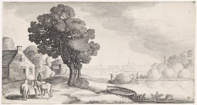 Transport of Hay on a River with Haarlem in the Distance (Playsante lantschappen ende vermakelycke gesichten) by Jan van de Velde (II)