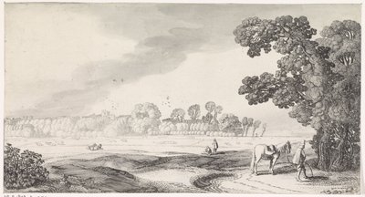 Pastoral Landscape with a Man Urinating (series title: Playsante lantschappen ende vermakelycke gesichten) by Jan van de Velde (II)