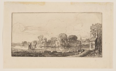 A Little Chapel by a Pond, from Six Landscapes by Jan van de Velde II