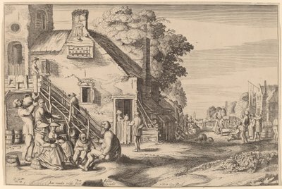 Spring (Village Fair before an Inn) by Jan van de Velde II